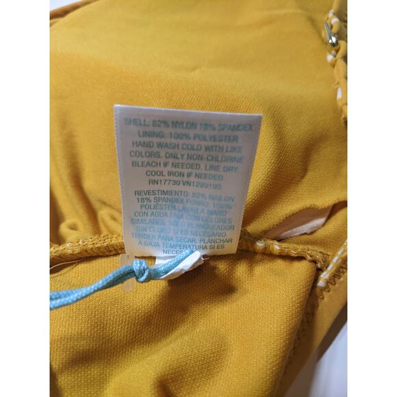 Kona Sol Bikini Yellow XL Cinched Front Dot Print Top Neck Tie Swimsuit Beach - Picture 11 of 11